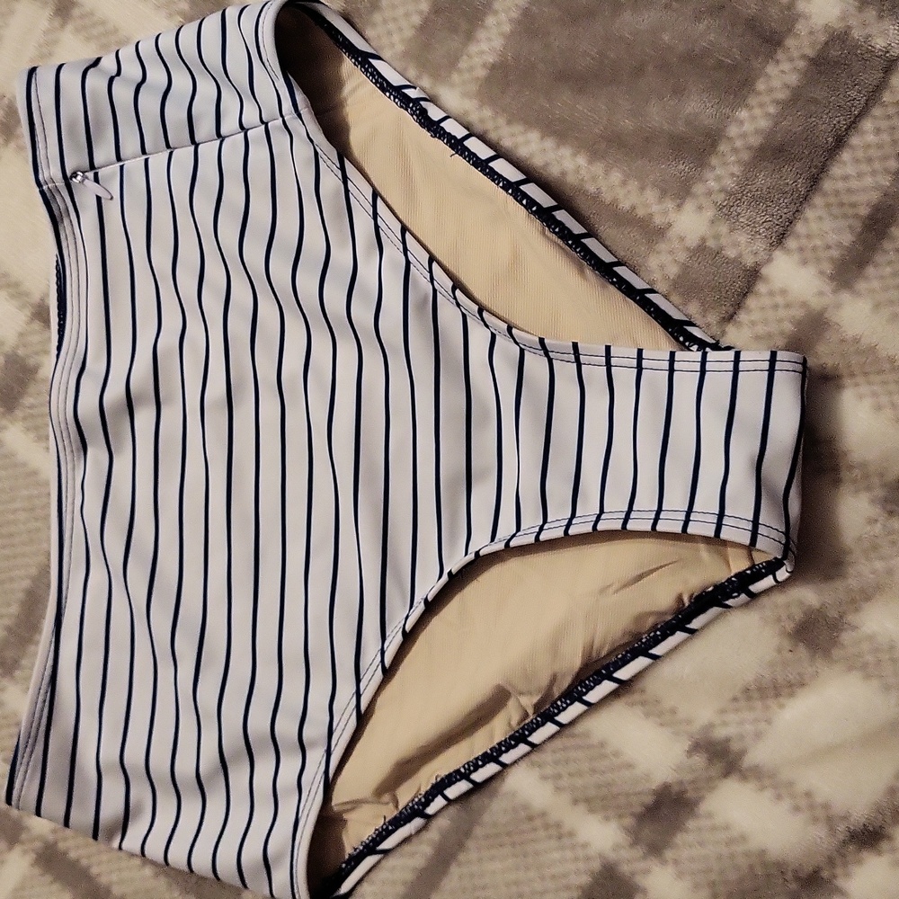 Nani Blue & White Striped High Waisted Swim Bottoms (Size XS)